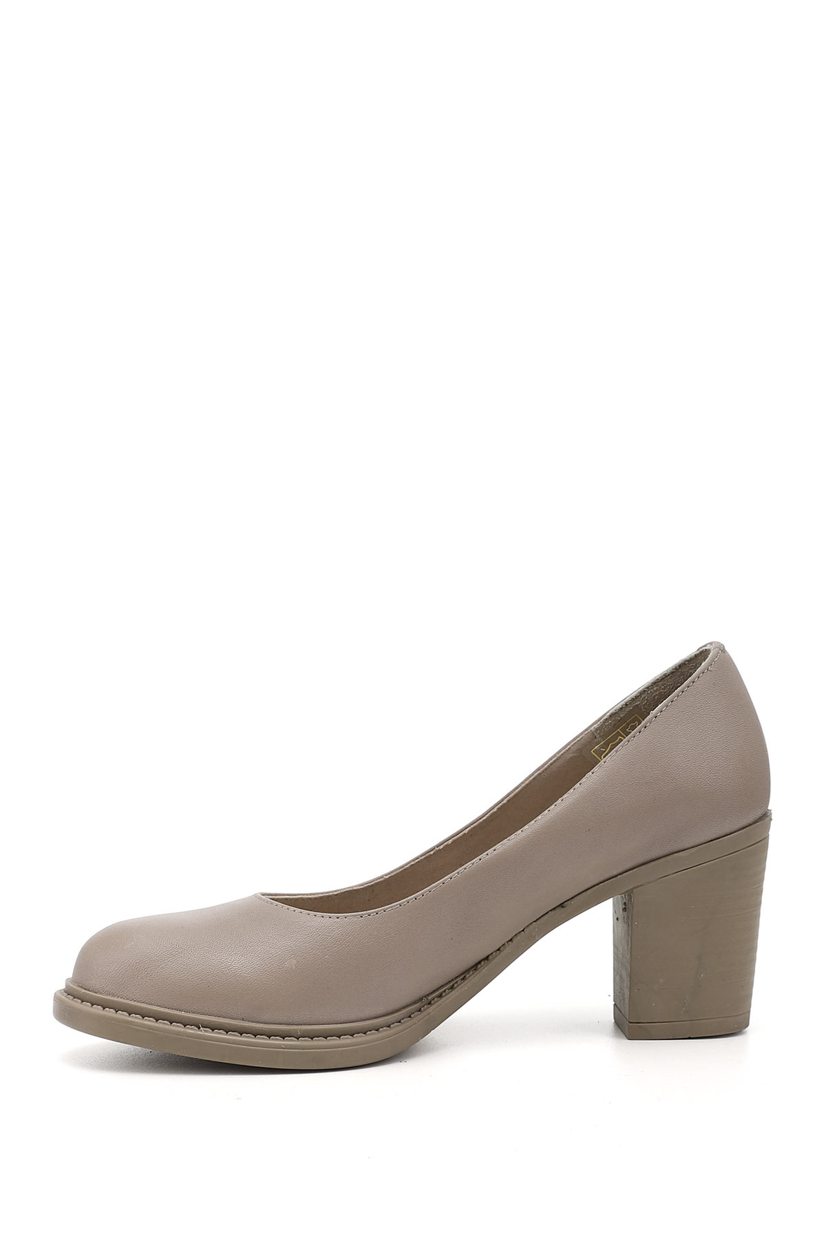 GÖNDERİ(R)  Kadın Bej Orta Kalın Topuklu Hakiki Deri Ayakkabı - Görsel 6