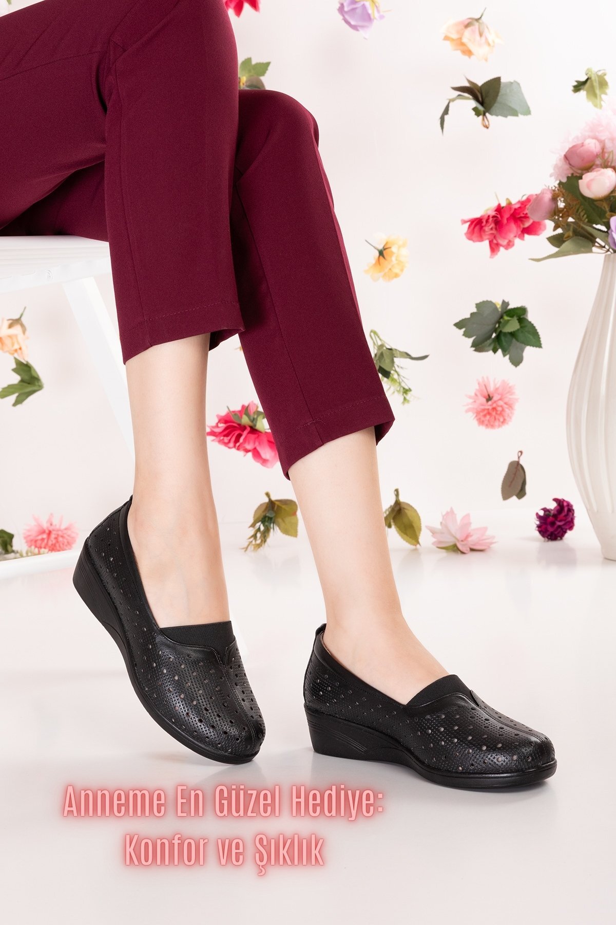 Women's Genuine Leather Casual Casual Summer Perforated Shoes vdt.2610 Black