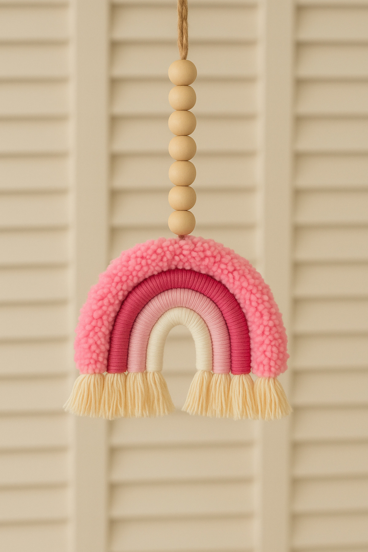 Handmade Beaded Macrame Rainbow Ornament | Nursery & Wall Decor