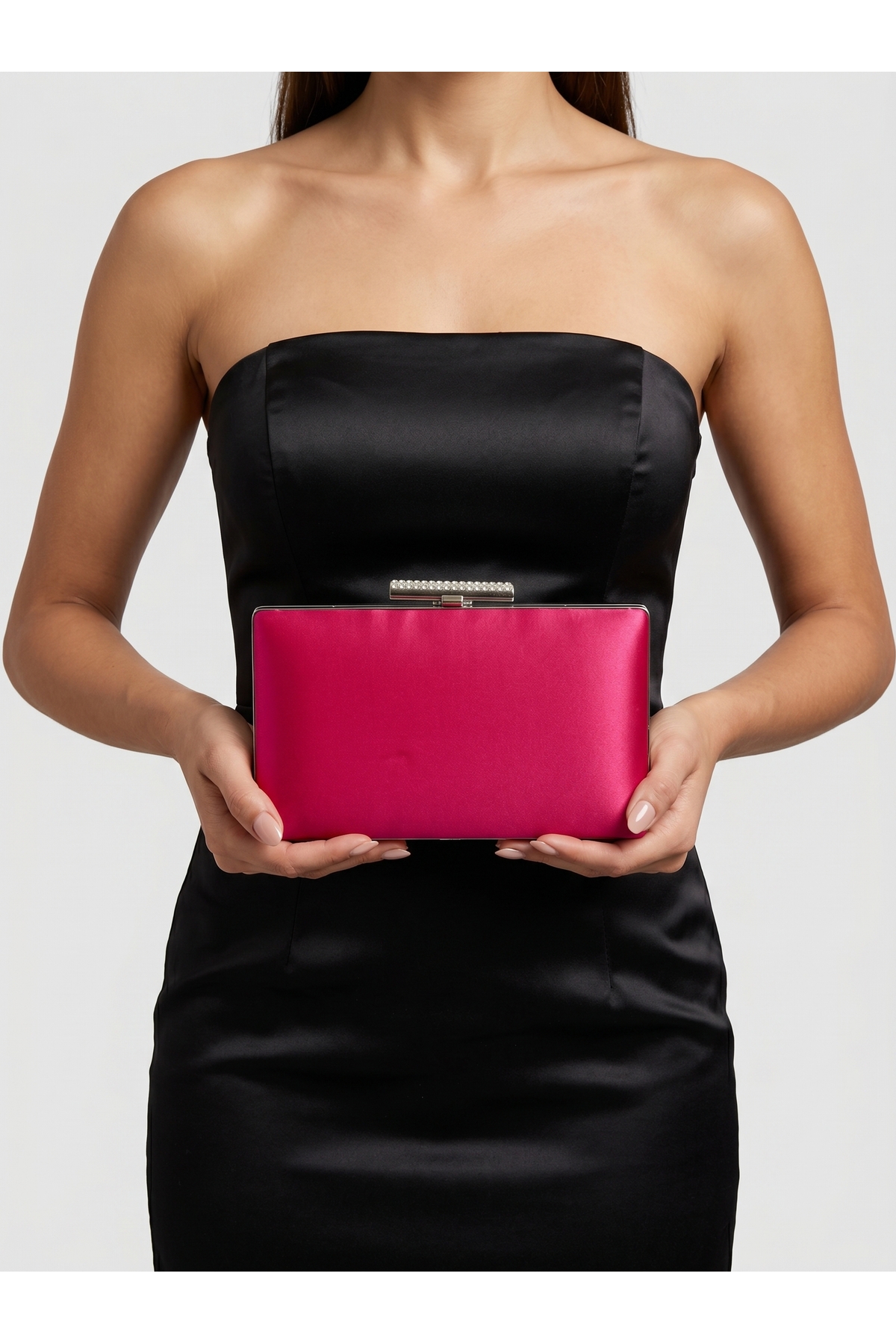 Fuchsia Color Satin Evening Bag Evening Bag Engagement Wedding Bag