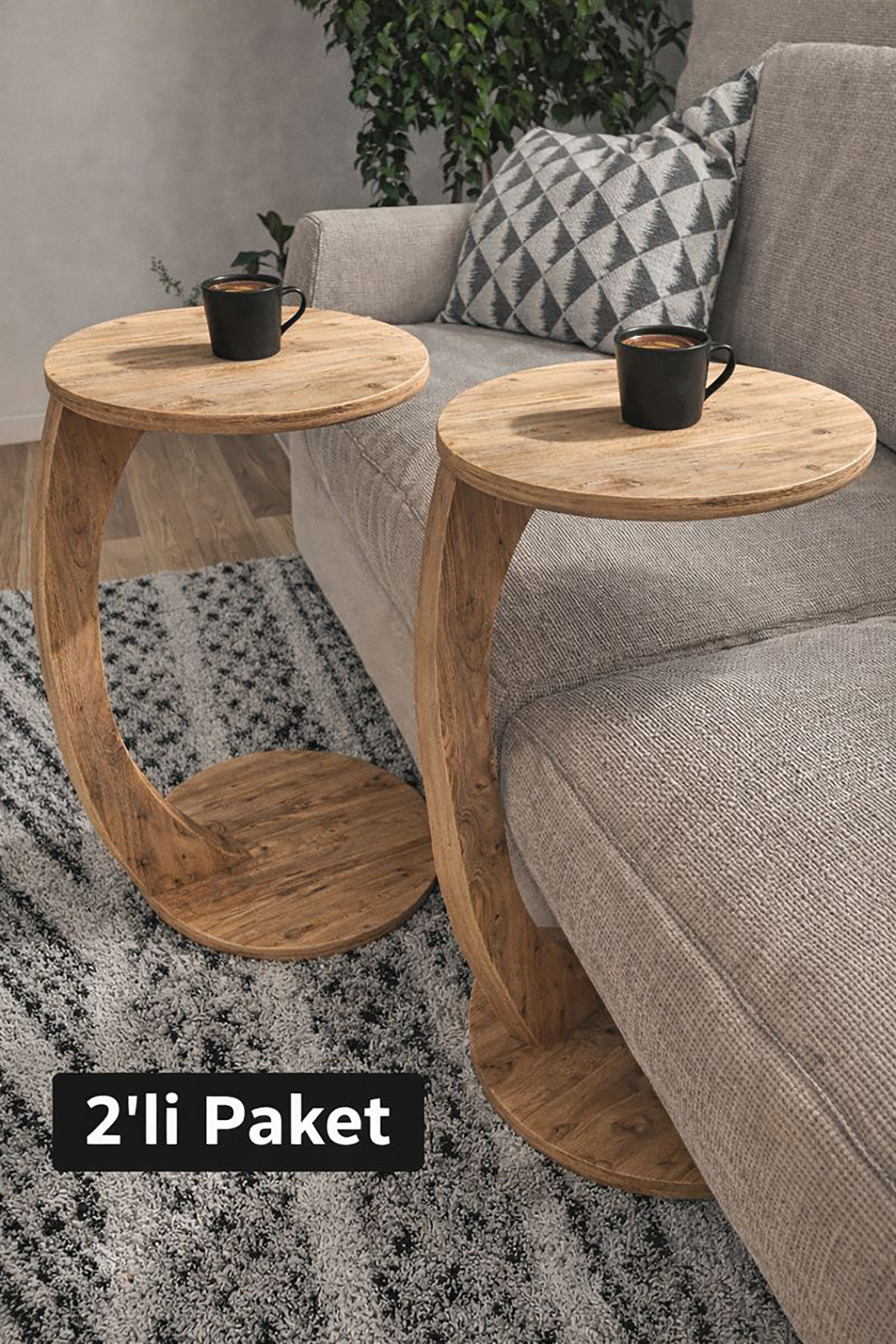 DOUBLE Wheel C Coffee Table Armchair Table Side Table Zigon Coffee Table Service Table - Atlantic Pine