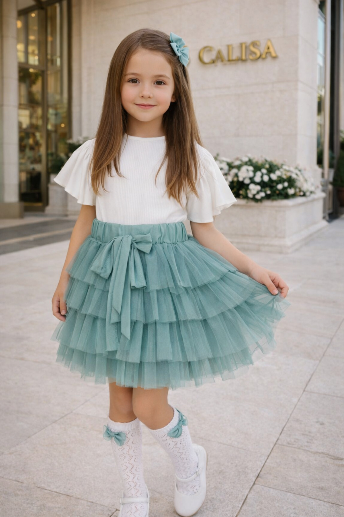 Girls Tutu Skirt Combination – Layer Tulle Skirt White Blouse Festive Stylish Set | 23 April