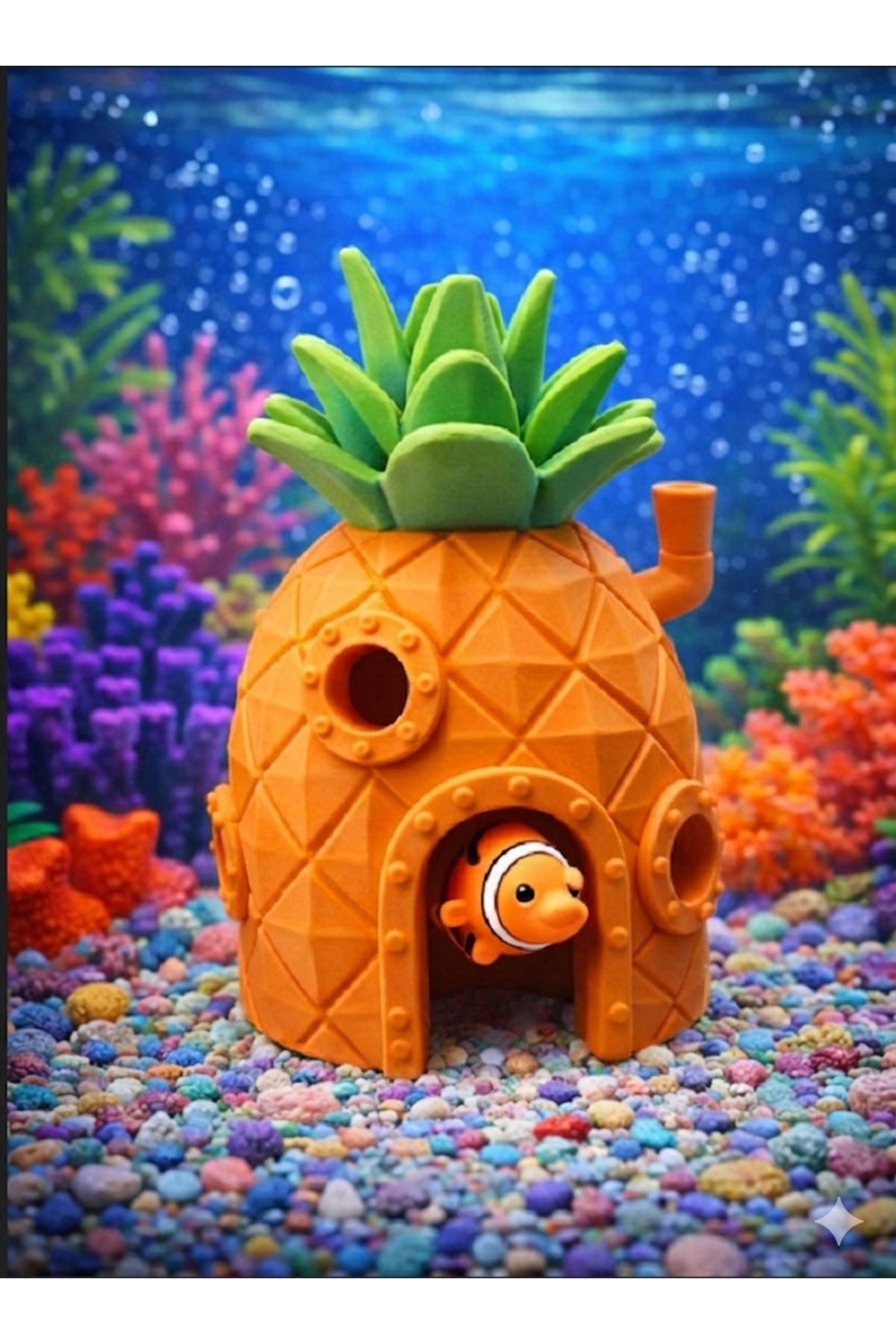 Mescolare Ananas Akvaryum Dekoru – Renkli Balık Saklanma Evi-Turuncu veya Sarı renk - Fiyatı, Yorumları