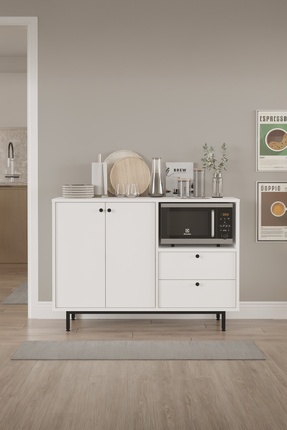 Yurupa Latte Serisi Kahve Köşesi Çok Amaçlı Dolap Mutfak Dolabı Beyaz LAT2-W