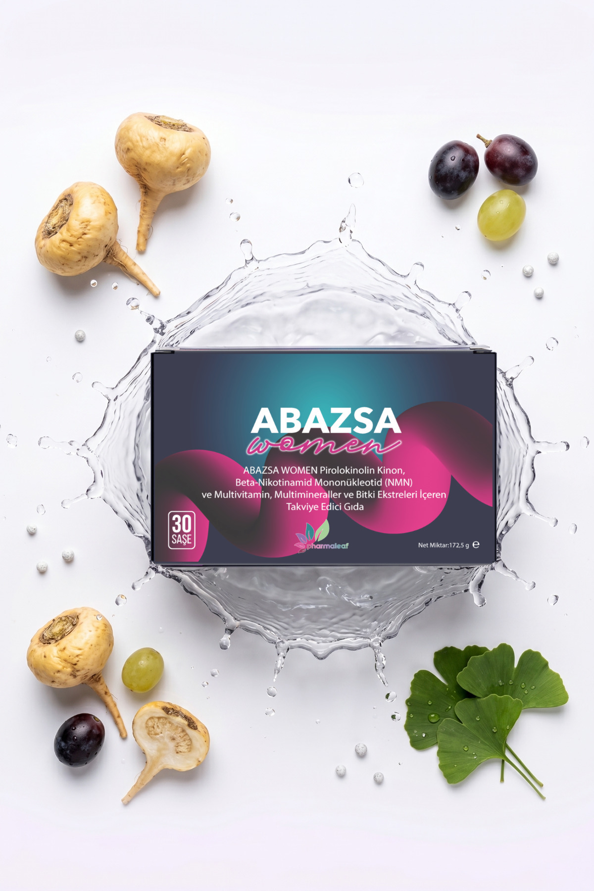 Abazsa Women 30 Saşe Vitamin C D Vitamini B12 İnositol Folik Asit Çinko E Vitamini Glutatyon NMN — Abazhaw — تصویر 5 از 7
