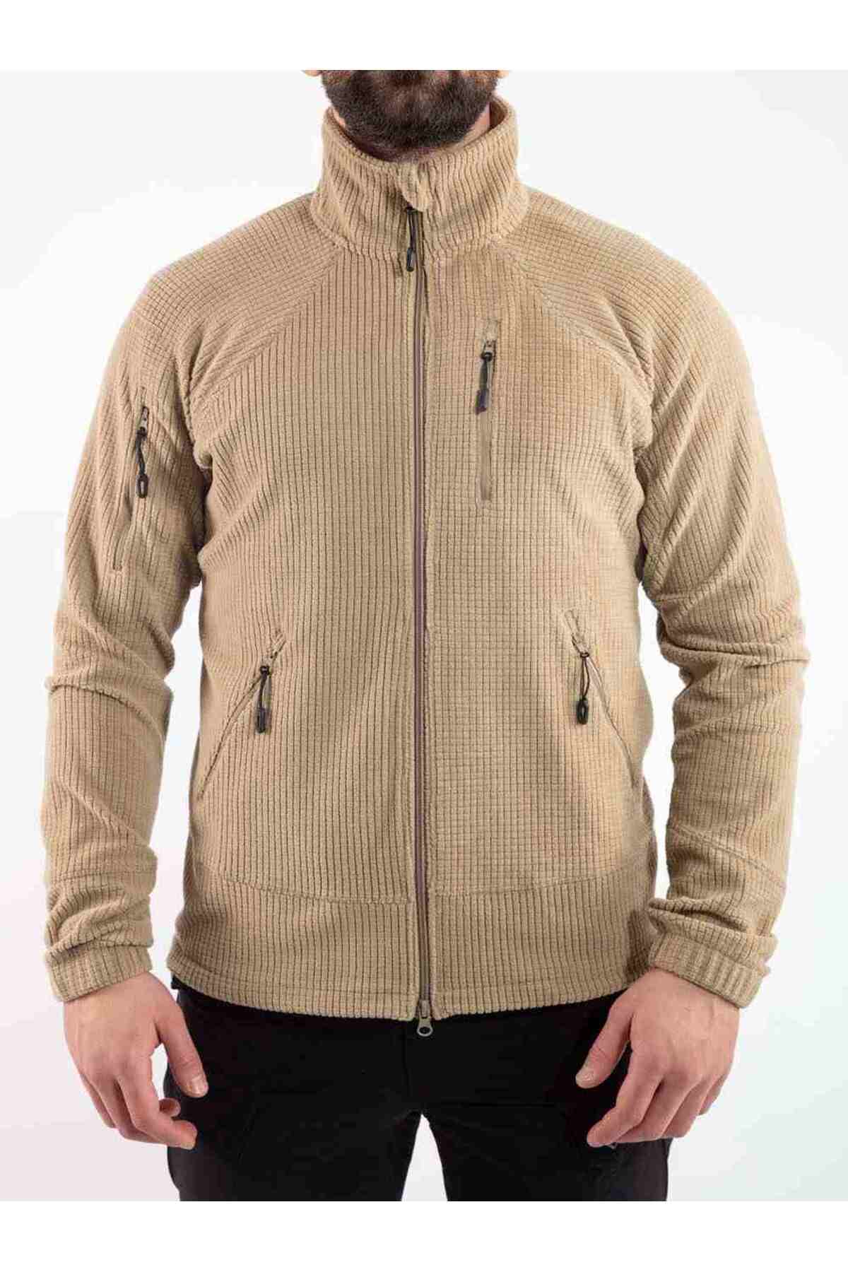 Taktik Outdoor Erkek Petek Polar Sweatshirt Tüylenmez POLTAC04 — بژ 8682930301475