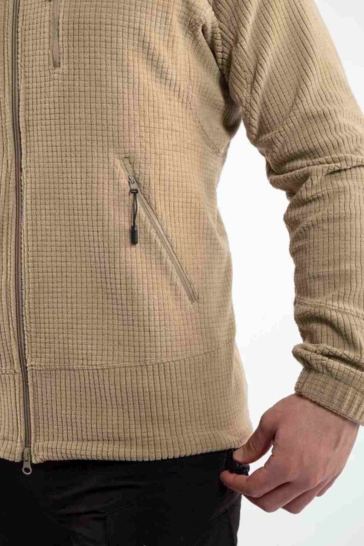Taktik Outdoor Erkek Petek Polar Sweatshirt Tüylenmez POLTAC04 — بژ 8682930301475 — تصویر 5 از 5