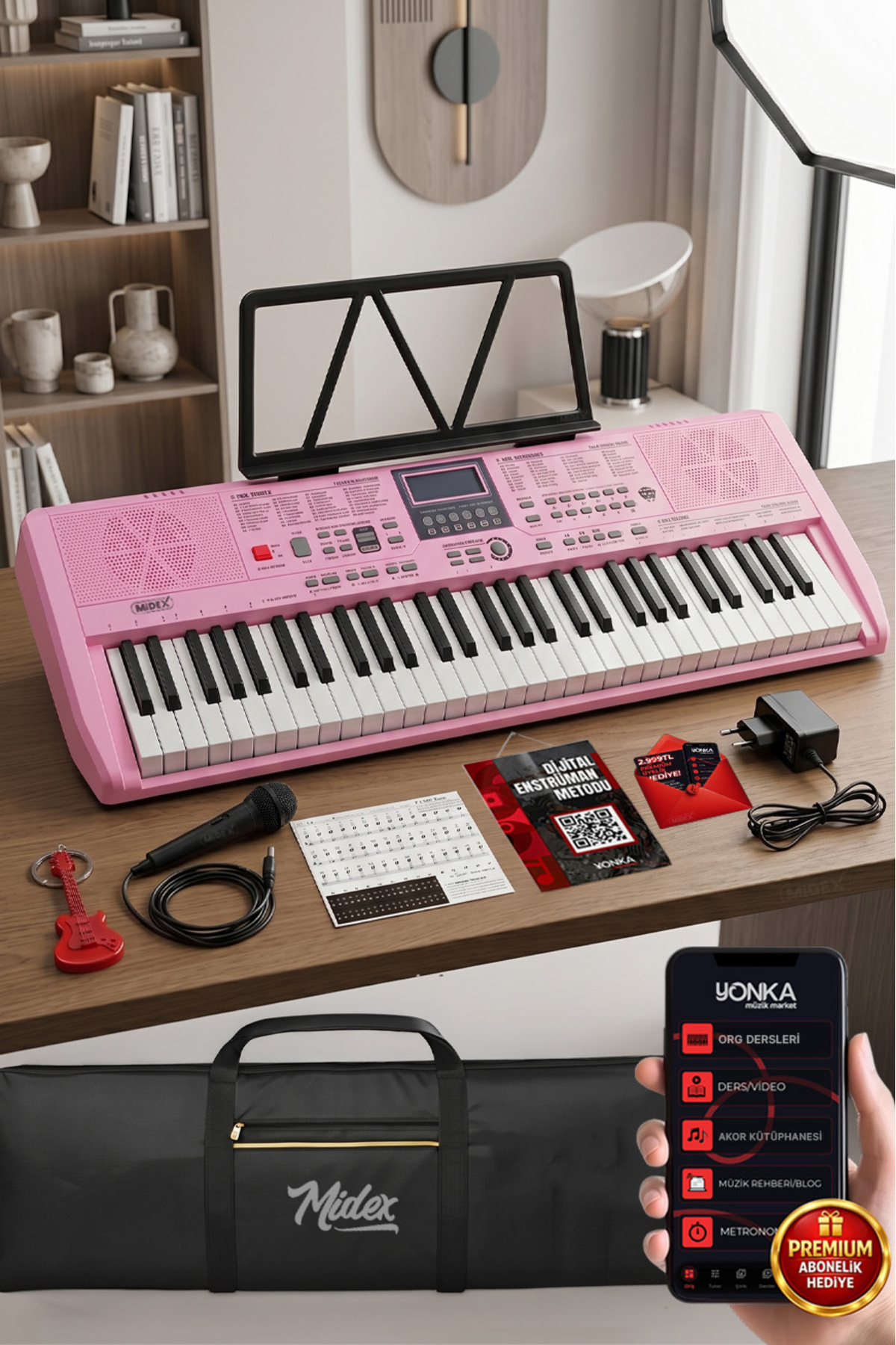 Midex Ps-1800pk 61 Tuşlu Kaliteli Org Dijital Ekranlı Çanta