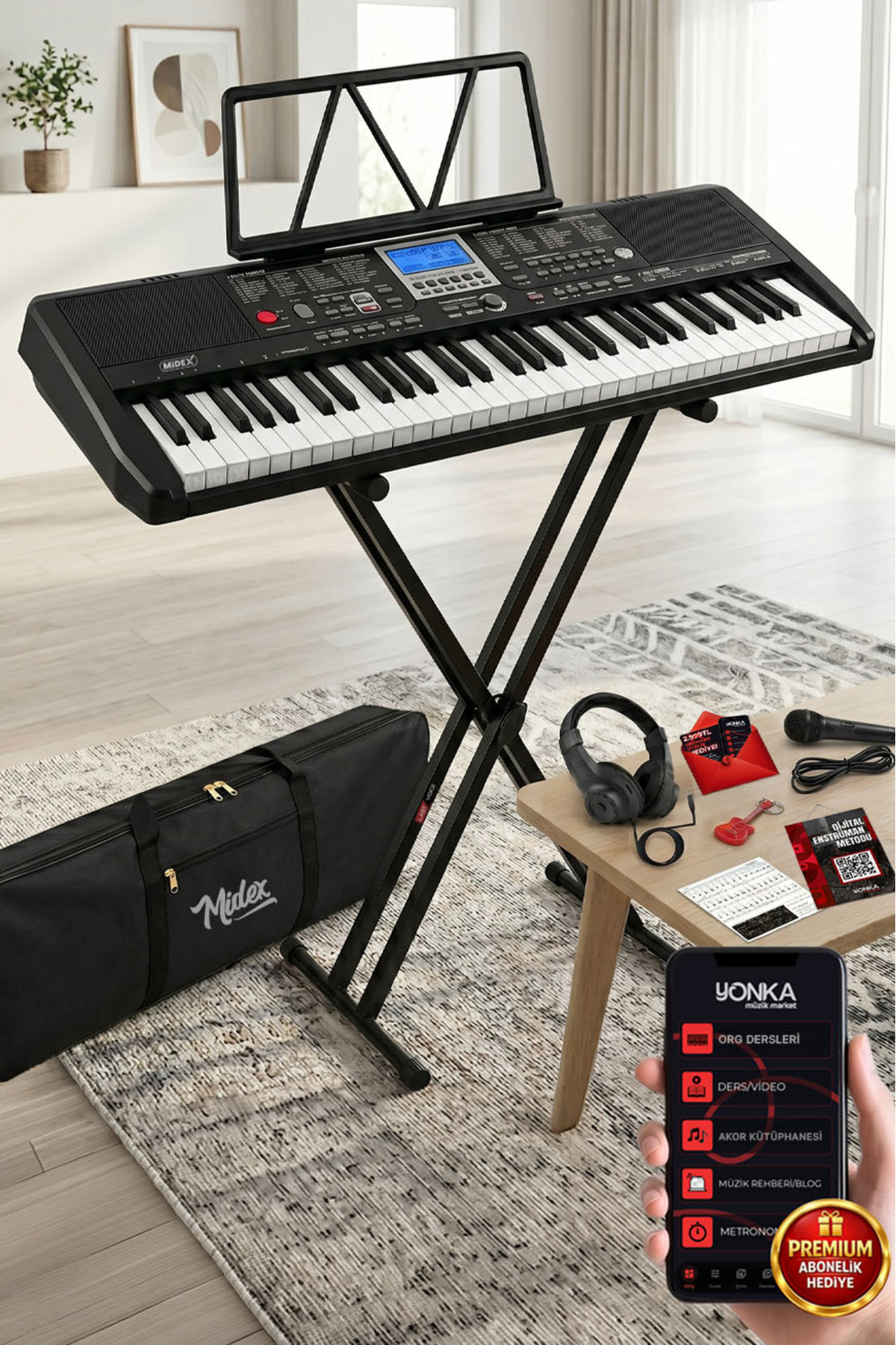 Midex PS-1800BK-SET 61 Tuşlu Kaliteli Org Dijital Ekranlı Stand