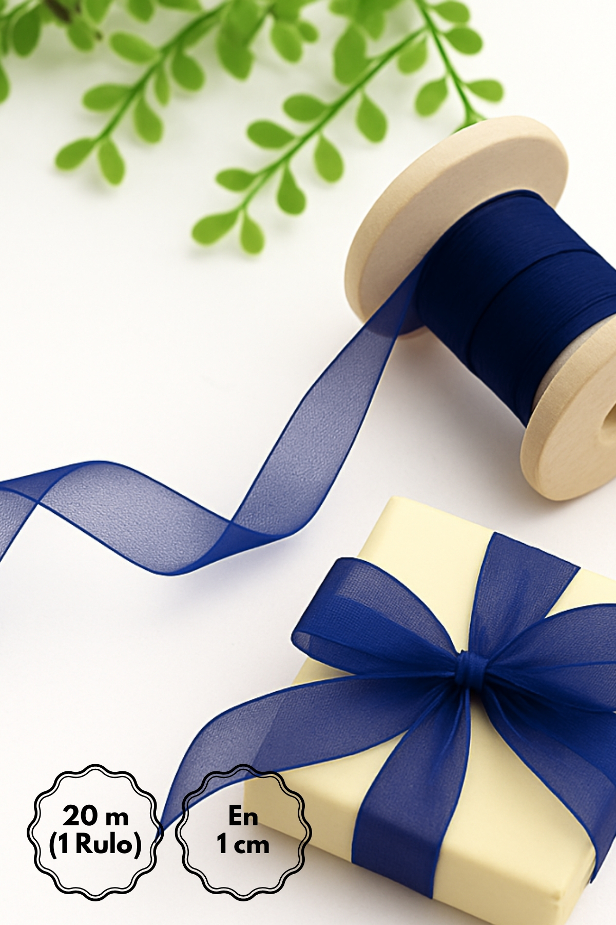 Organza Ribbon, 20 Meters Navy Blue (Ribbon for Promise, Engagement Decoration and Gift Package)