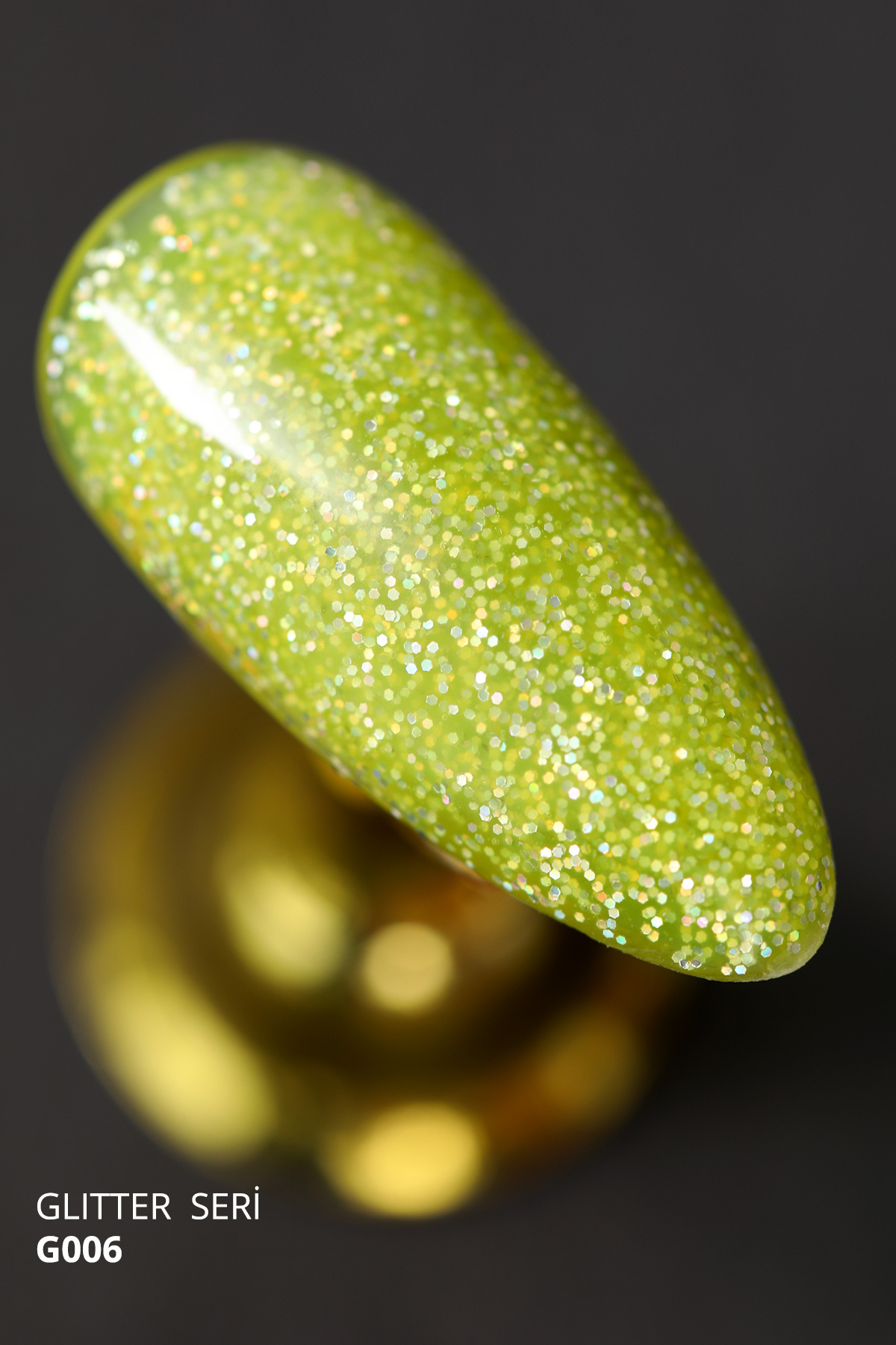 Glitter Kalıcı Oje G006, Lime Yeşili Holografik Simli, 4 ml — زرد 8860101A01S01G001 — تصویر 4 از 4