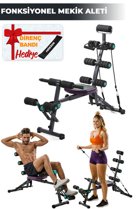 RELAXUS Çok Fonksiyonlu Mekik Sehpası Sırt Açılı Ev Fitness Aleti Egzersiz Ek...