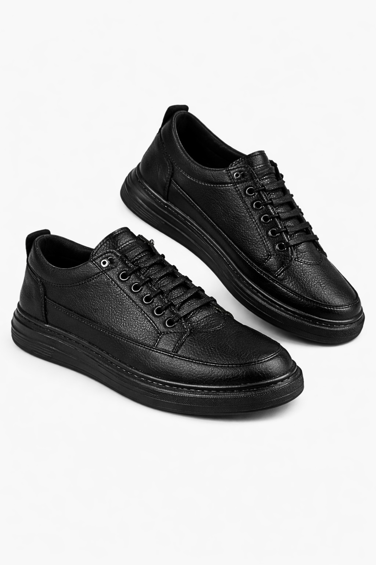 MY GROSS SHOES Erkek Siyah Akıllı Bağcıklı Günlük Hafif Poli Dikişli Taban Yürüyüş Garantili Spor Ayakkabı görsel 8