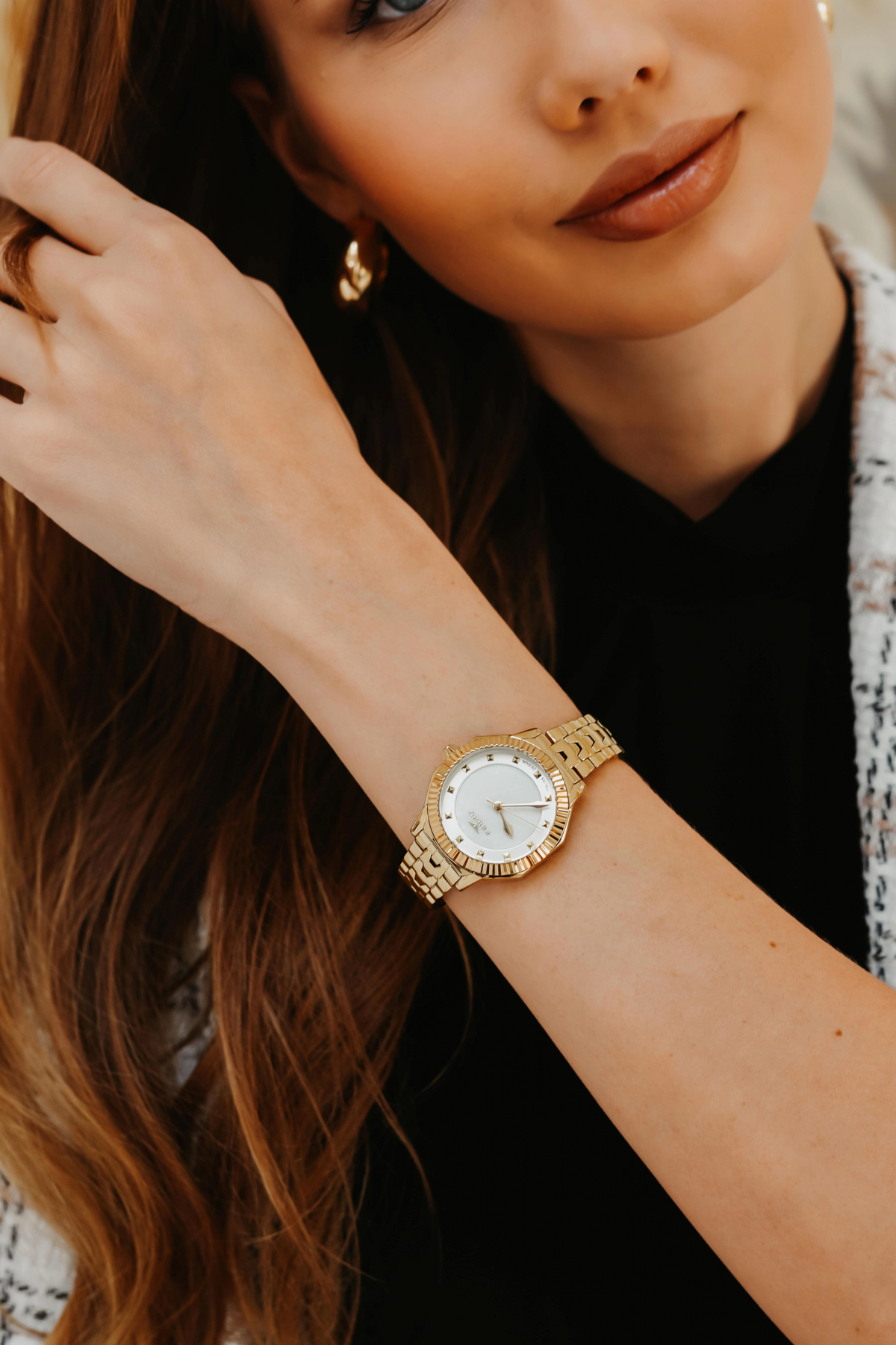 Yellow Steel Band Women Wrist Watch FM88210A-B 3 ATM Waterproof Gift Wrapped With 2 Years Warranty