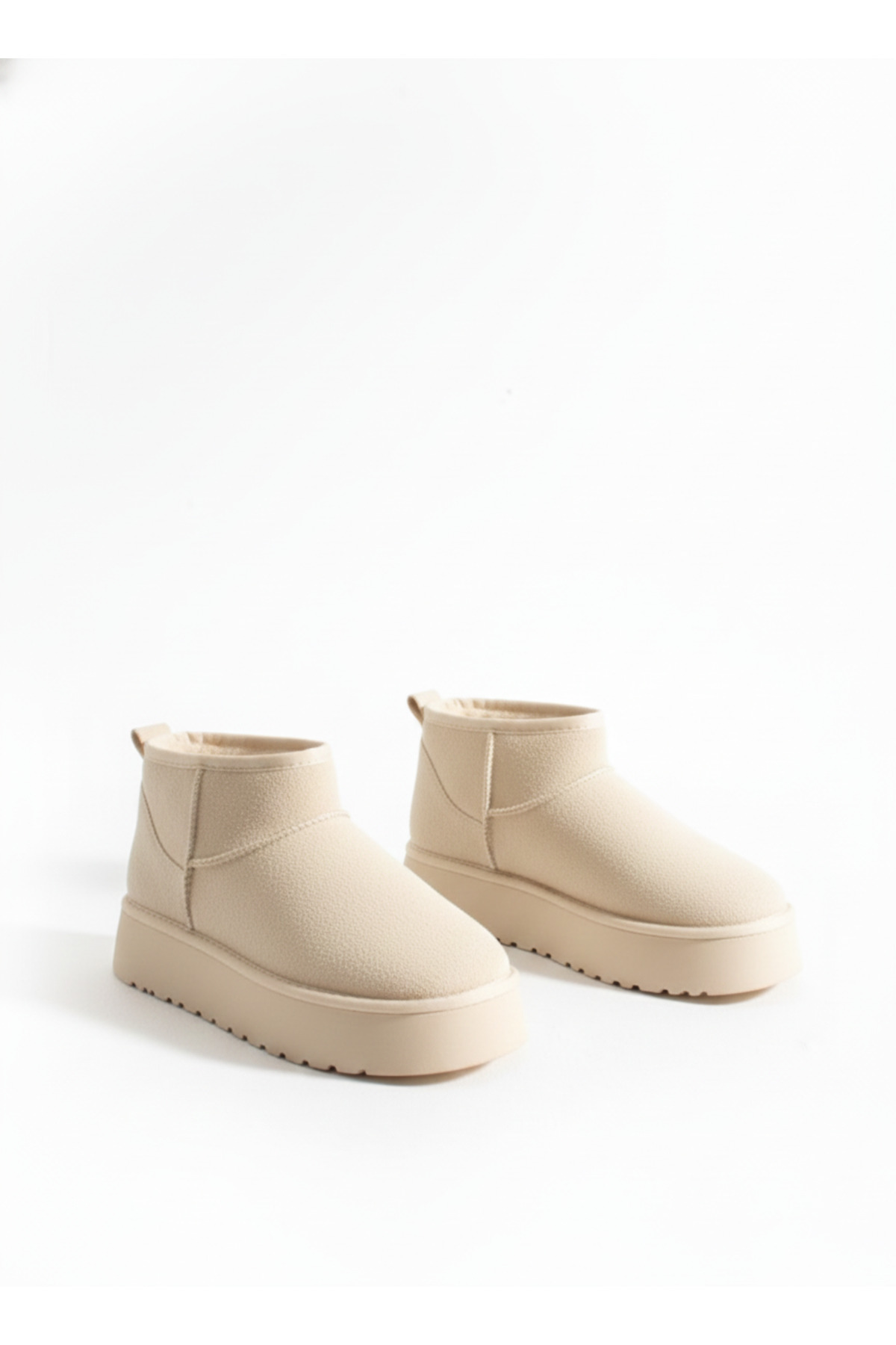 Women's Thick 4cm Poly Sole Warm Boots with Fur Suede Look