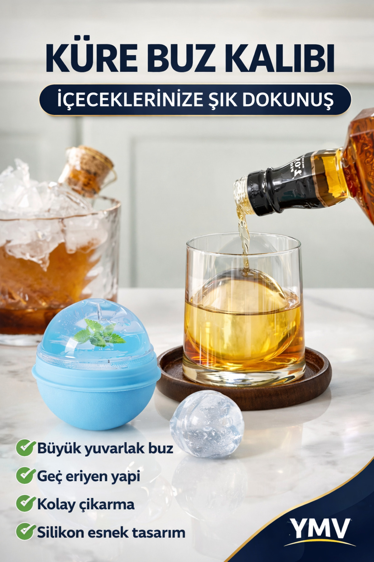 Round Globe Ice Mold Whiskey Coke Coffee Ice Mold Bar Globe Gift Shaped Ice Mold