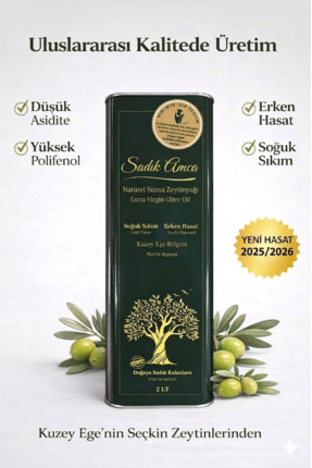 Sadık Amca Erken Hasat Soğuk Sıkım Natürel Sızma Zeytinyağı 2 Lt. Özel Tasarı...