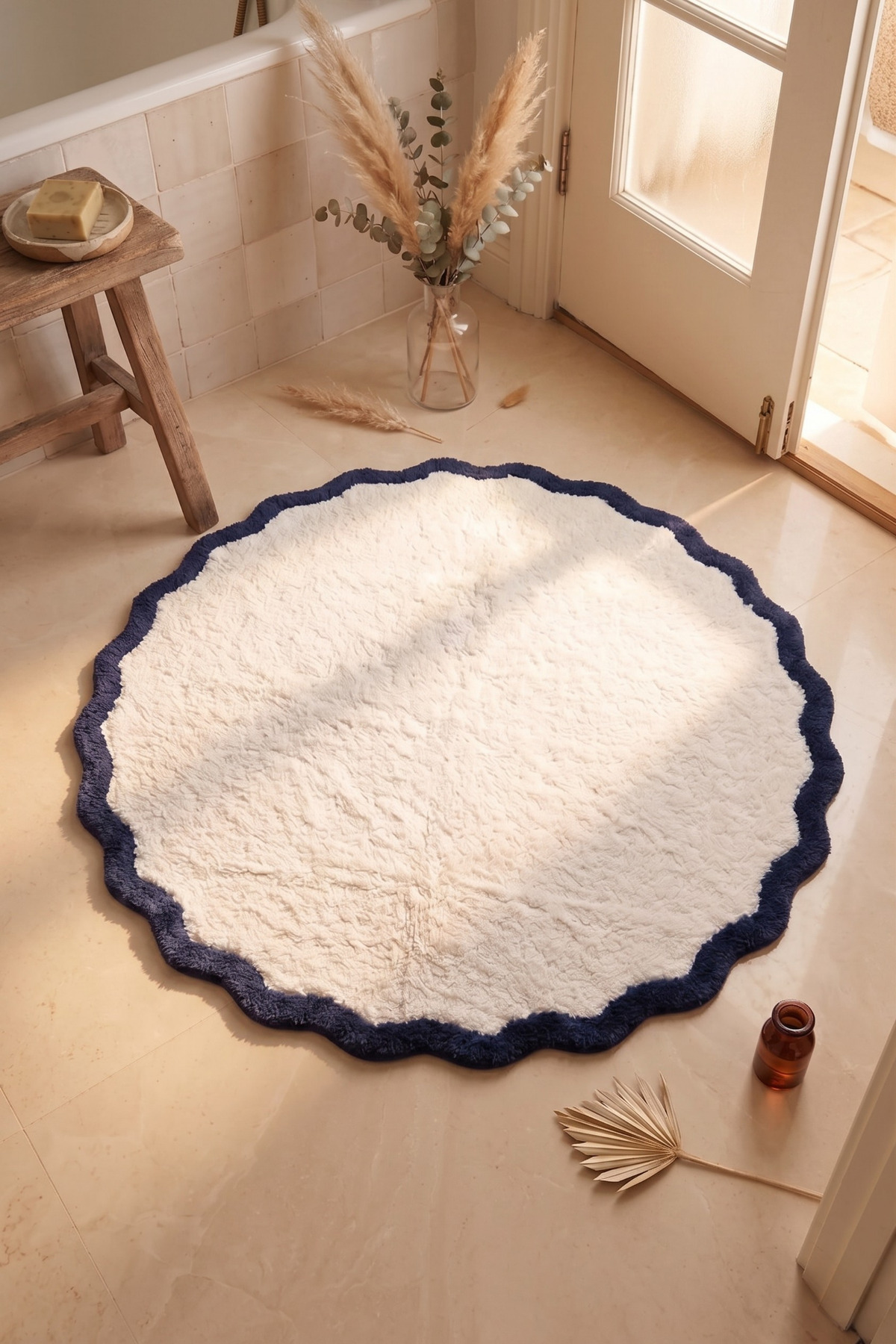 Amalfi 100% Cotton, Hand-Woven Bath Mat Midnight Blue 100x100
