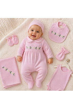 Baby Point %100 Pamuk Kız Mobil Papatya Desenli Yeni Doğan 7 li Hastane Çıkış...