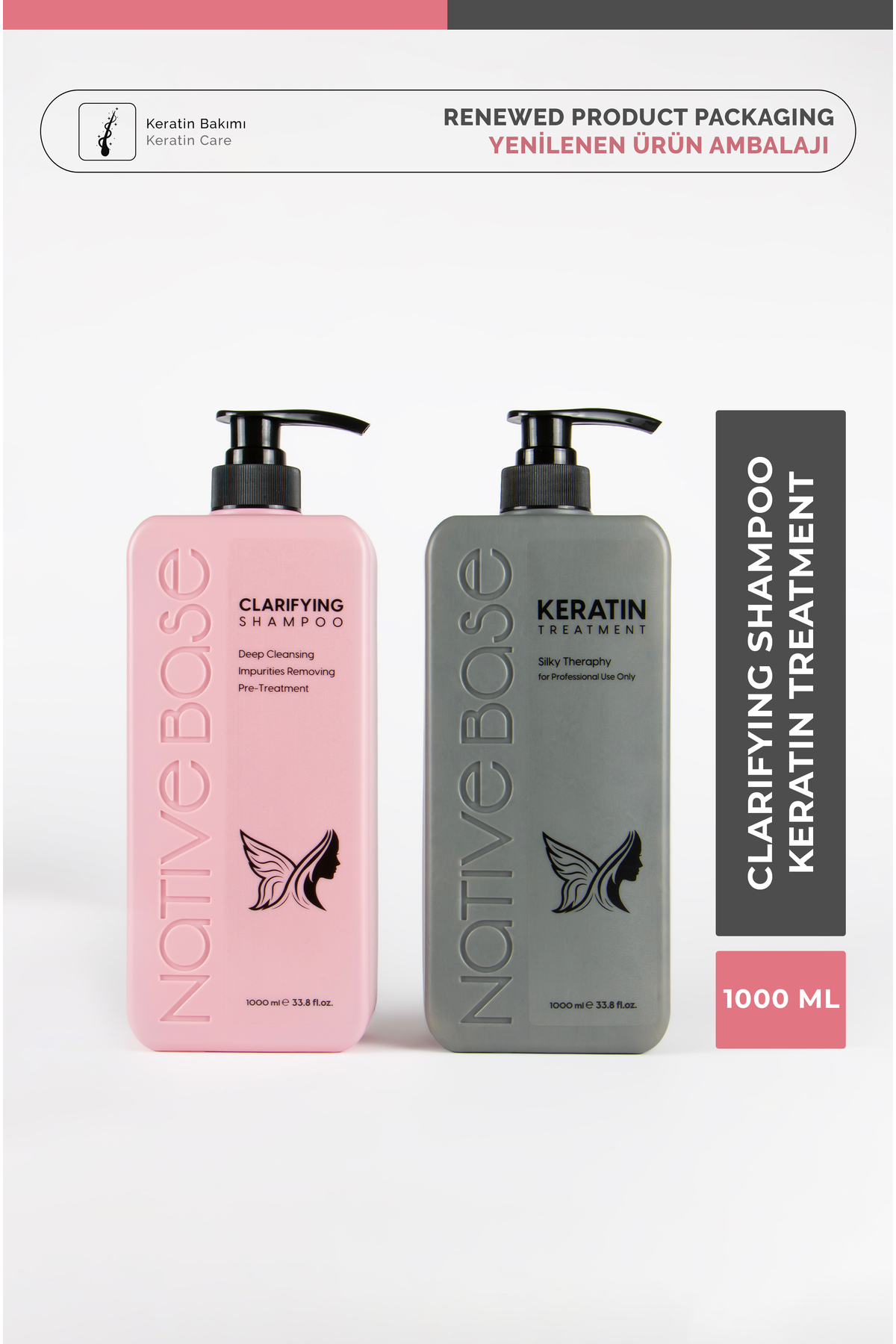 Native Base Keratin 1000 ml Yoğun Onarıcı Kabarma Karşıtı Kuaför Tipi Profesyonel Bakım — NAT-07031