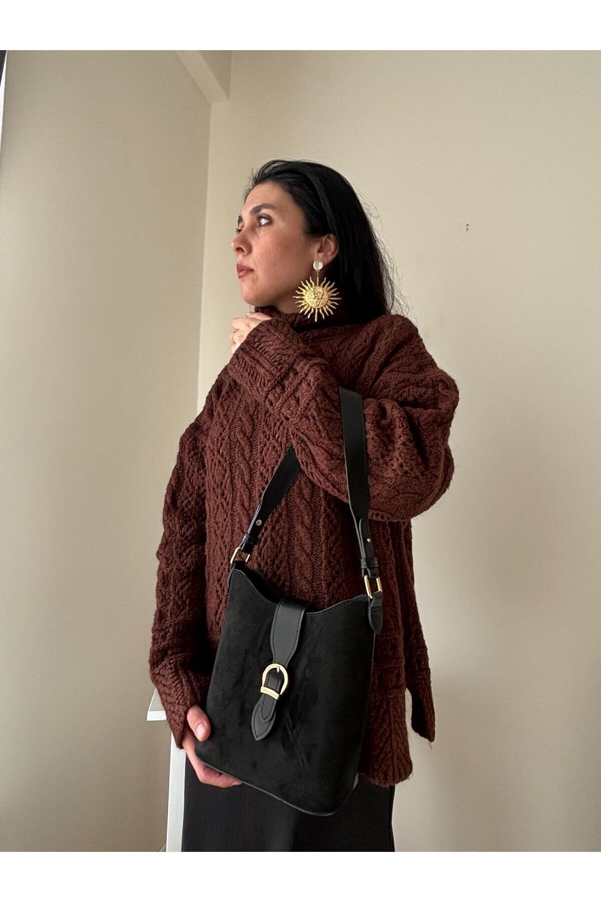 lalettobags Kadın Açelya Model Siyah Yavrulu El Çantası görsel 2