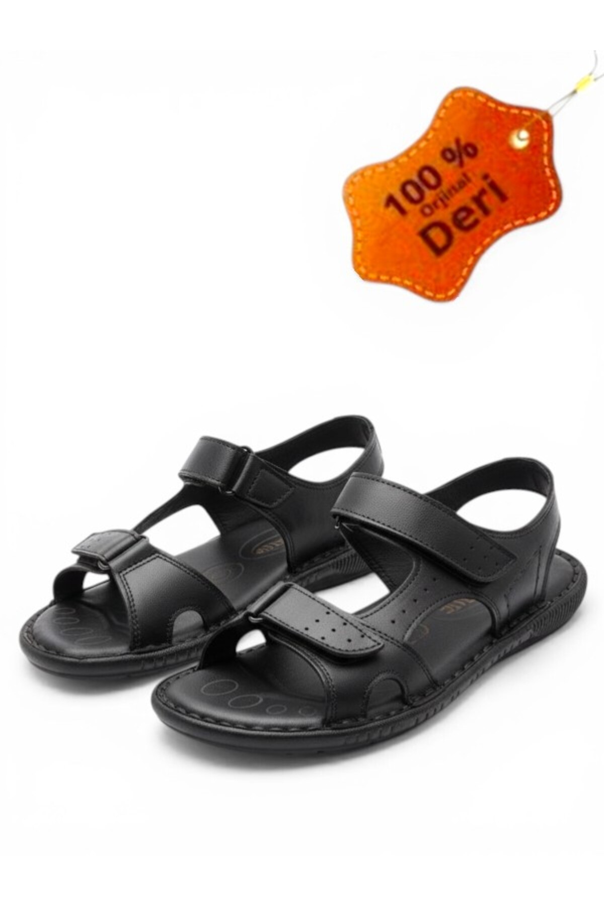 MAGIC SHOES Tamamen Hakiki Deri Ve Topuk Yastıklı Sistemli Ortopedik Erkek Sandalet görsel 2