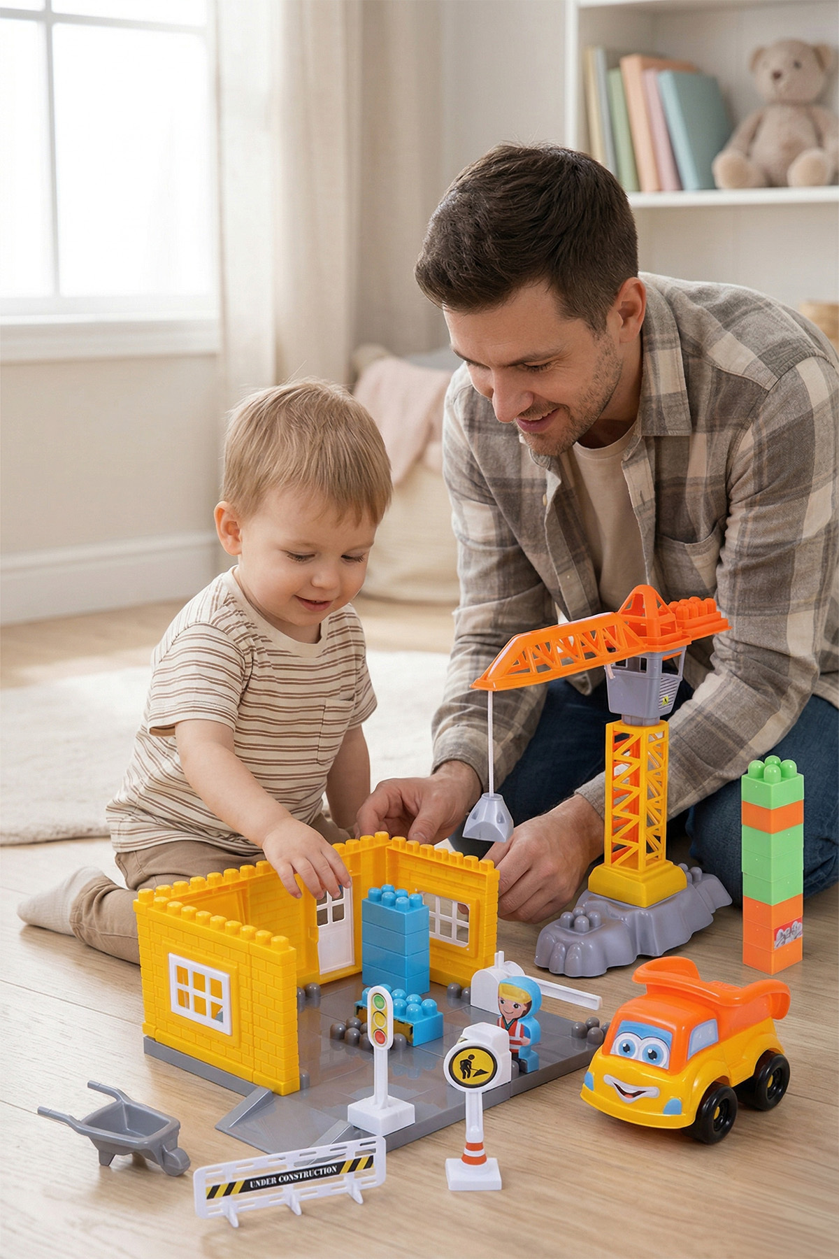 Construction Blocks and Crane – 44 Piece Trainer Construction and Engineering Set