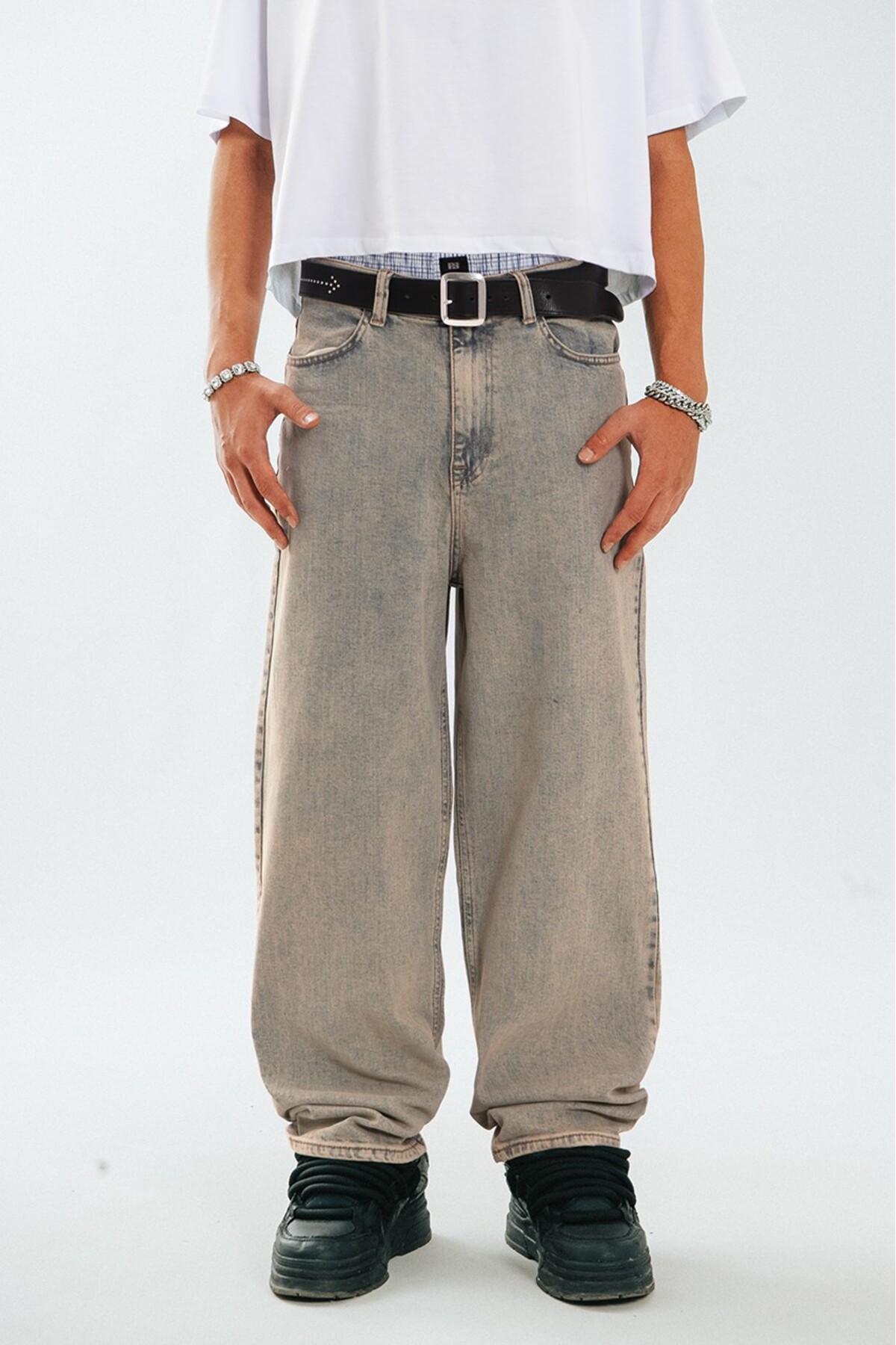 UKHWD SUPPLY Mavi Wide Leg Skater Baggy Erkek Jean Pantolon
