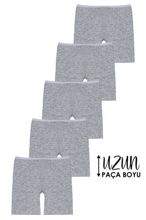 Öts Kız Çocuk 5'li Gri Pamuklu Likralı Uzun Boxer Tayt