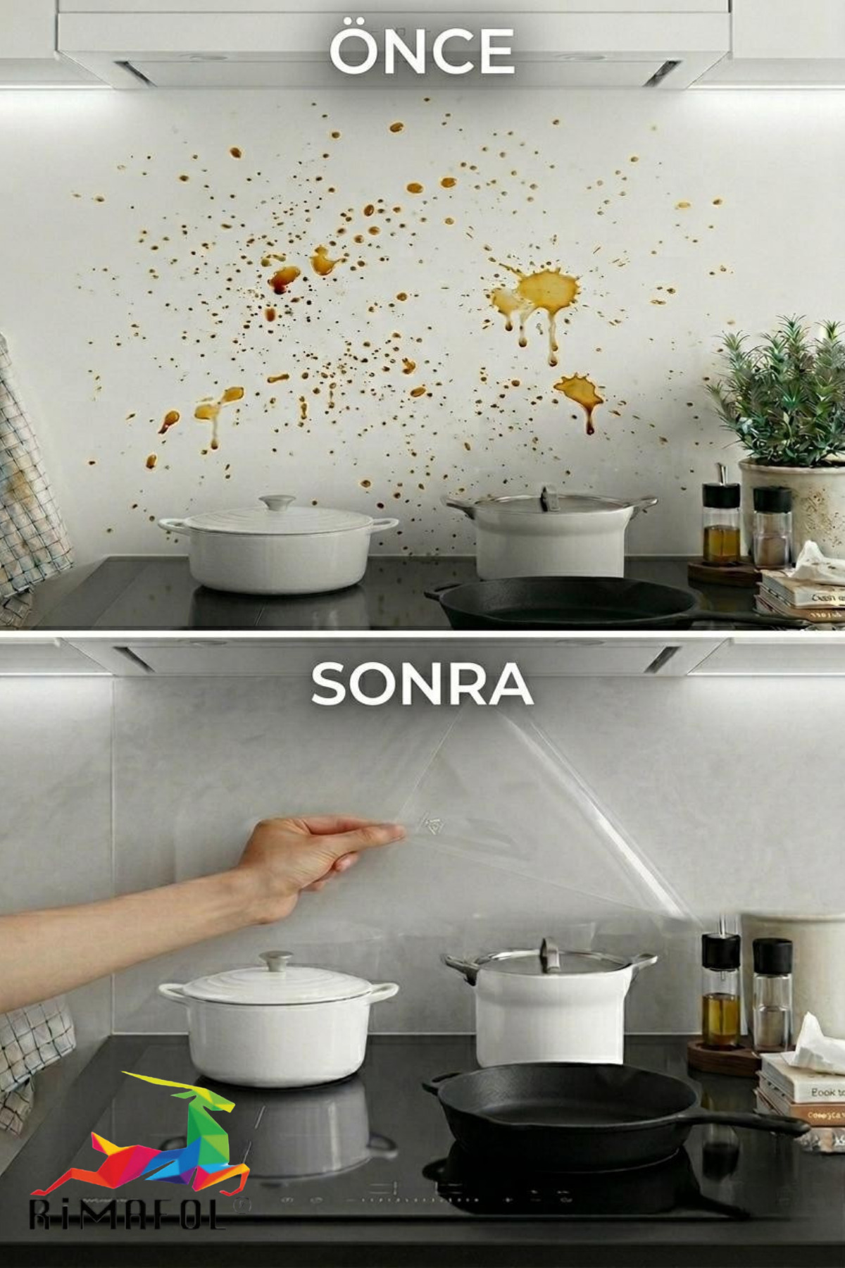 Transparent Self-Adhesive Oil Protective Foil Behind the Cooker