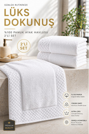 TAYA HOME 100% Pamuk 2'li Ayak Havlusu Yüksek Emici Lüks Banyo Paspası 50x80