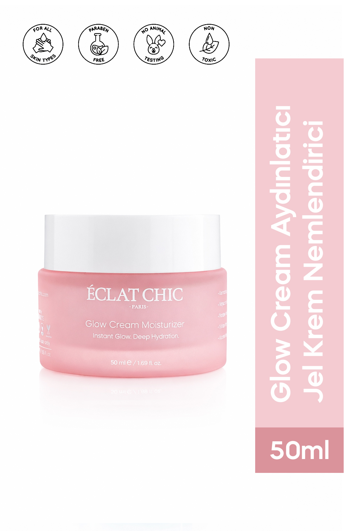 Eclat Chic Yüz Kremi Nemlendirici – Hyaluronik Asit + Niacinamide + Arbutin | Leke Karşıtı Işıltı Kremi | Tüm Cilt Tipleri | 50 ml — 82519