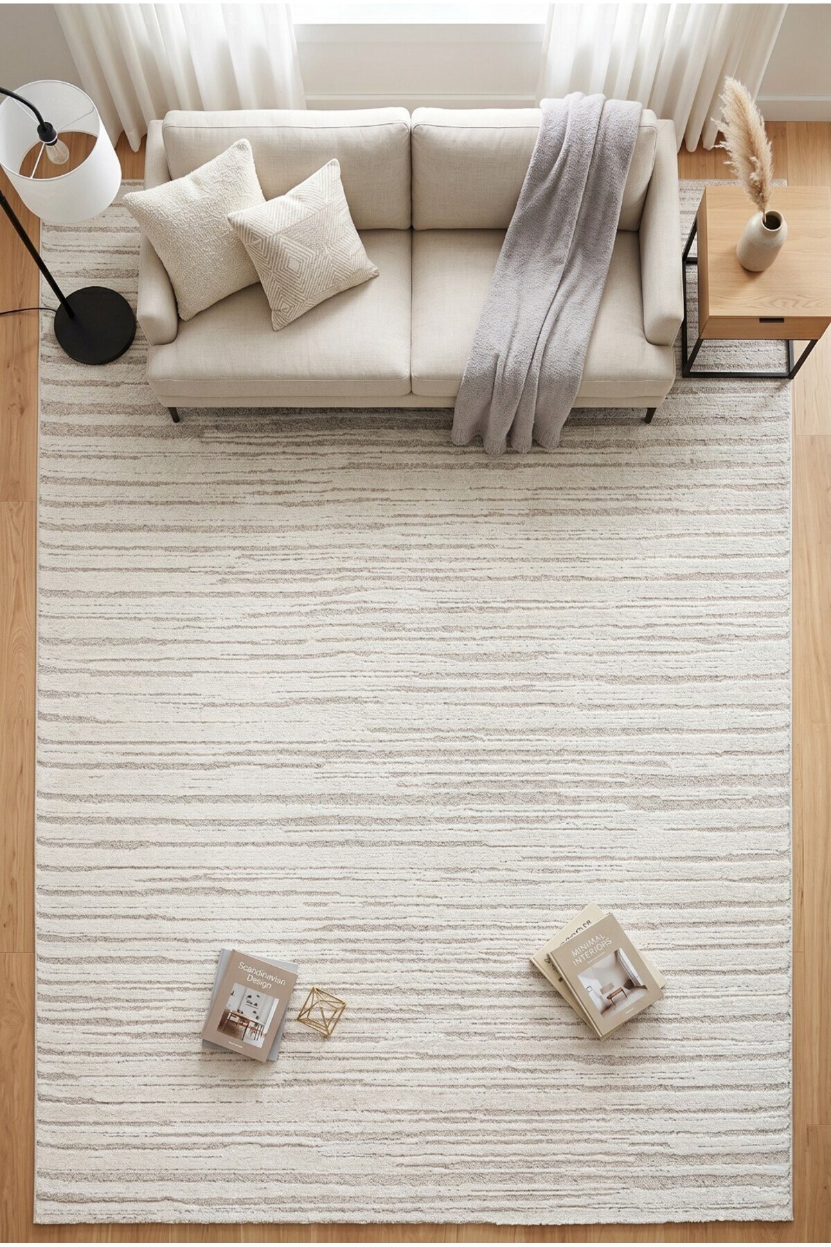 Nero Allergic Soft Plush Inlaid Cream Woven Carpet Living Room Kitchen Corridor Rug 7003A