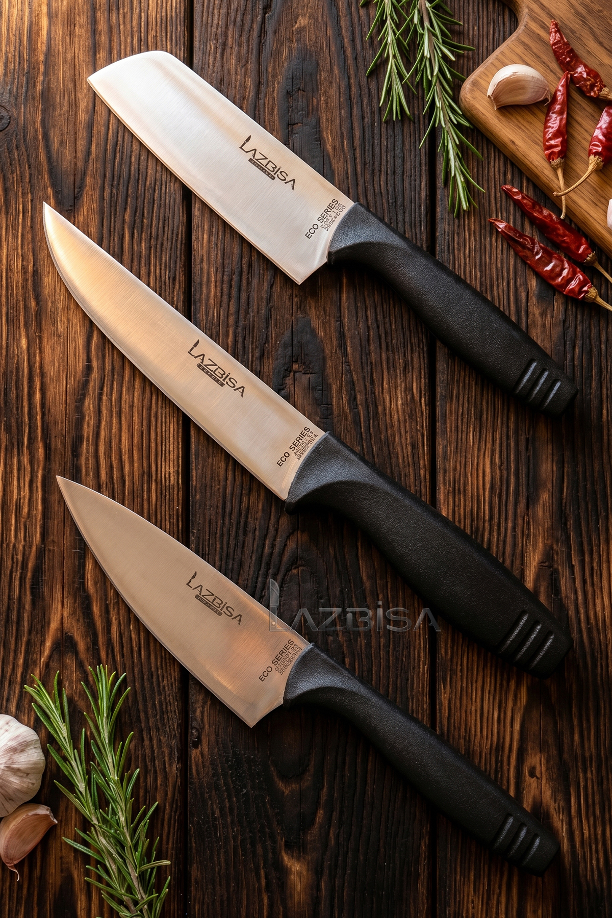 ECO Series Kitchen Knife Set Meat Bread Vegetable Chef Knife Set of 3 (Mft-8524)