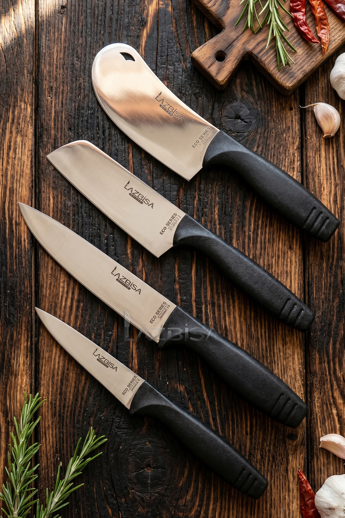 ECO Series Kitchen Knife Set Meat Bread Vegetable Salad Pizza Pastry Pita Chef Knife Set of 4 (Mft-4561)