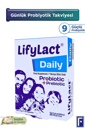 LifyLact ® Daily Probiyotik, Prebiyotik, 30 Kapsül , Günlük Probioyotik