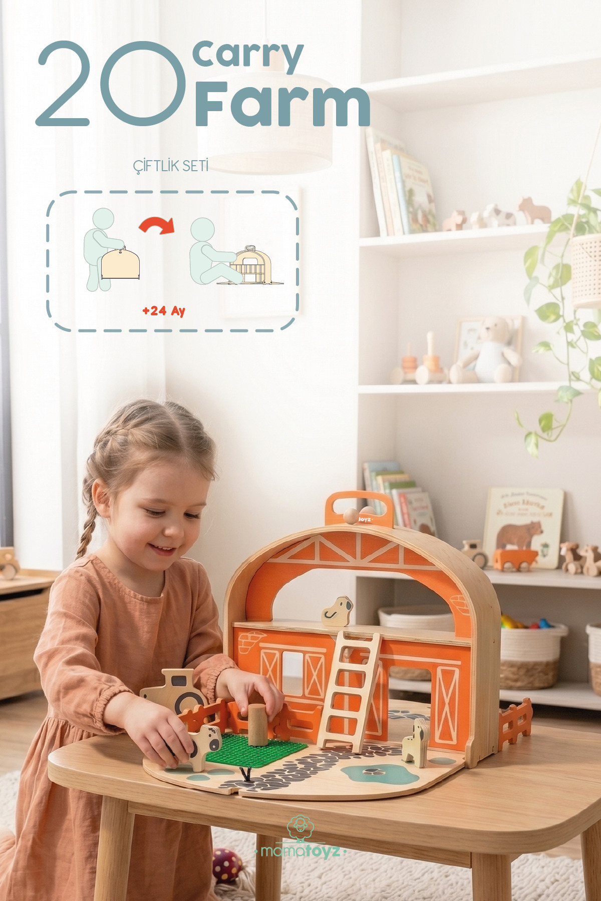 MAMATOYZ Carryfarm - Ahşap Portatif Çiftlik oyun seti - Fiyatı