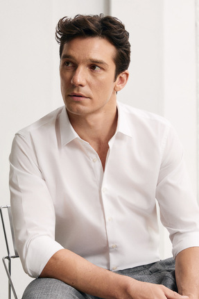 Kiğılı Uzun Kol Slim Fit Non Iron Ütü Gerektirmeyen Pamuklu Klasik Gömlek