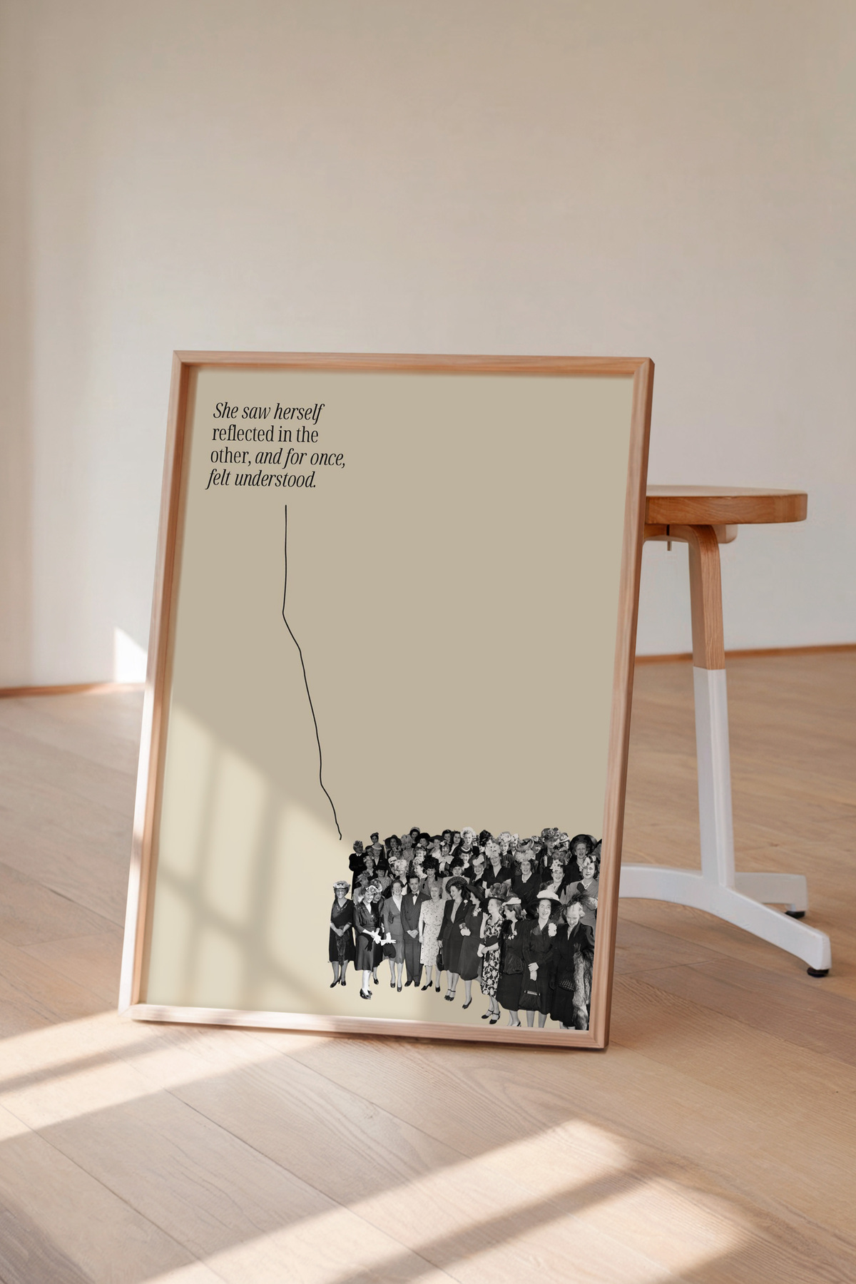 Kadın Temalı Yazılı Tablo Minimal Kolaj Poster Modern Duvar Dekoru Çerçevesiz