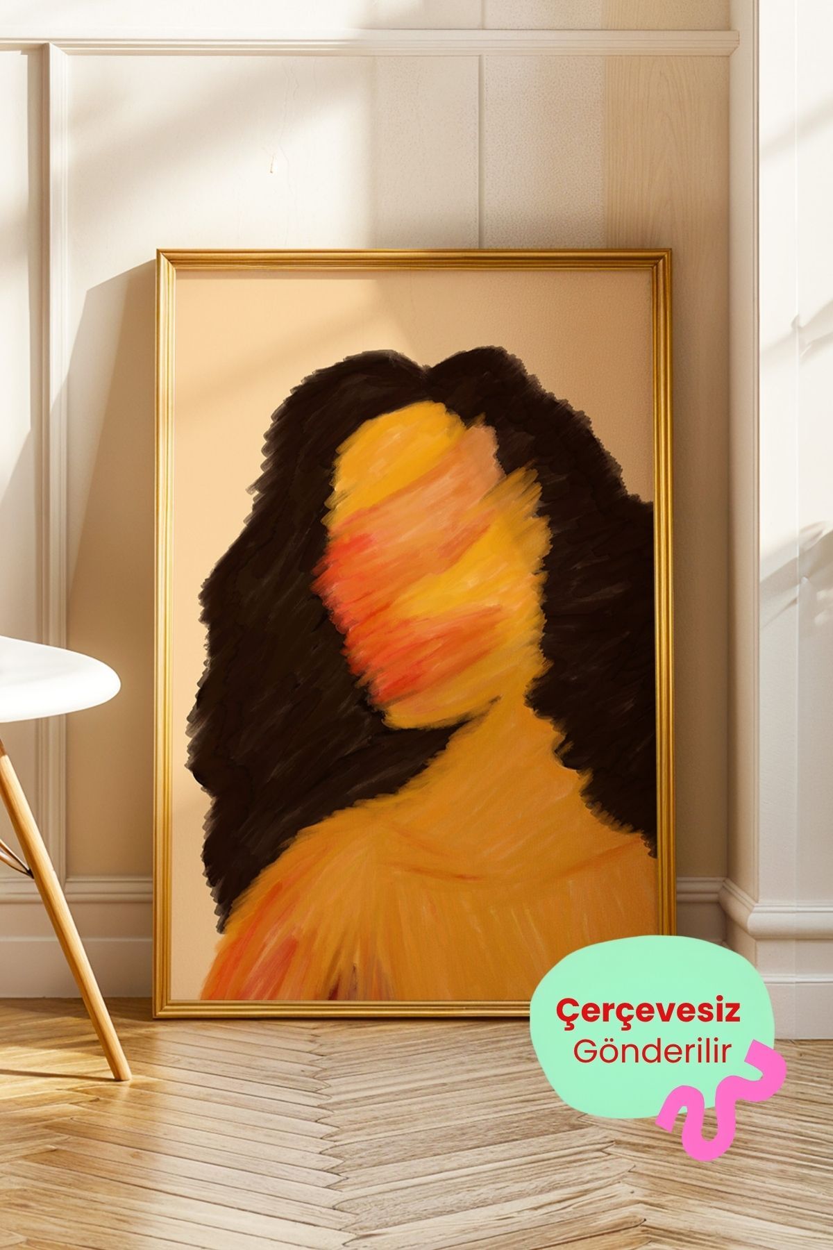 Soyut Kadın Portre Poster Modern Duvar Dekoru Çerçevesiz