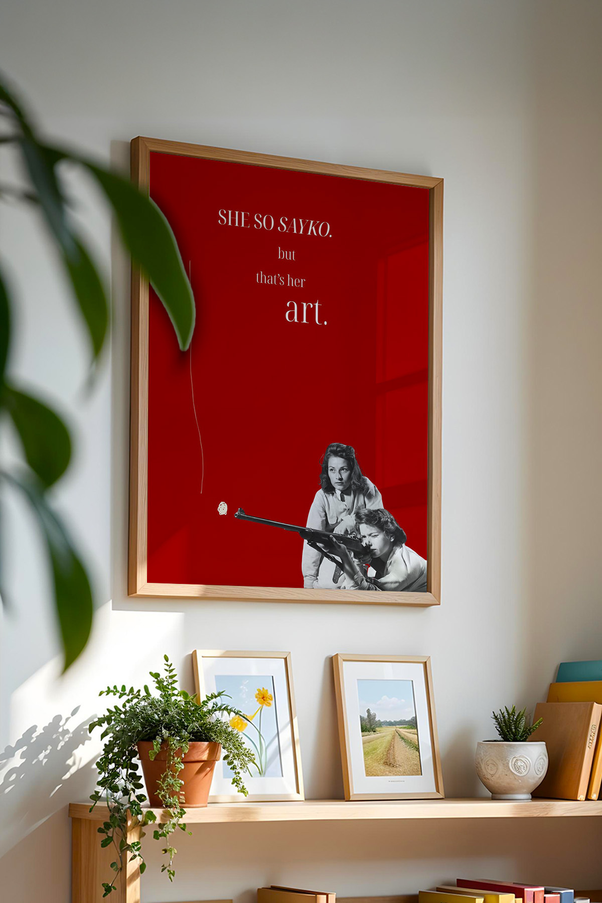 Kırmızı Kadın Temalı Yazılı Tablo Feminist Kolaj Modern Poster Duvar Dekoru Çerçevesiz