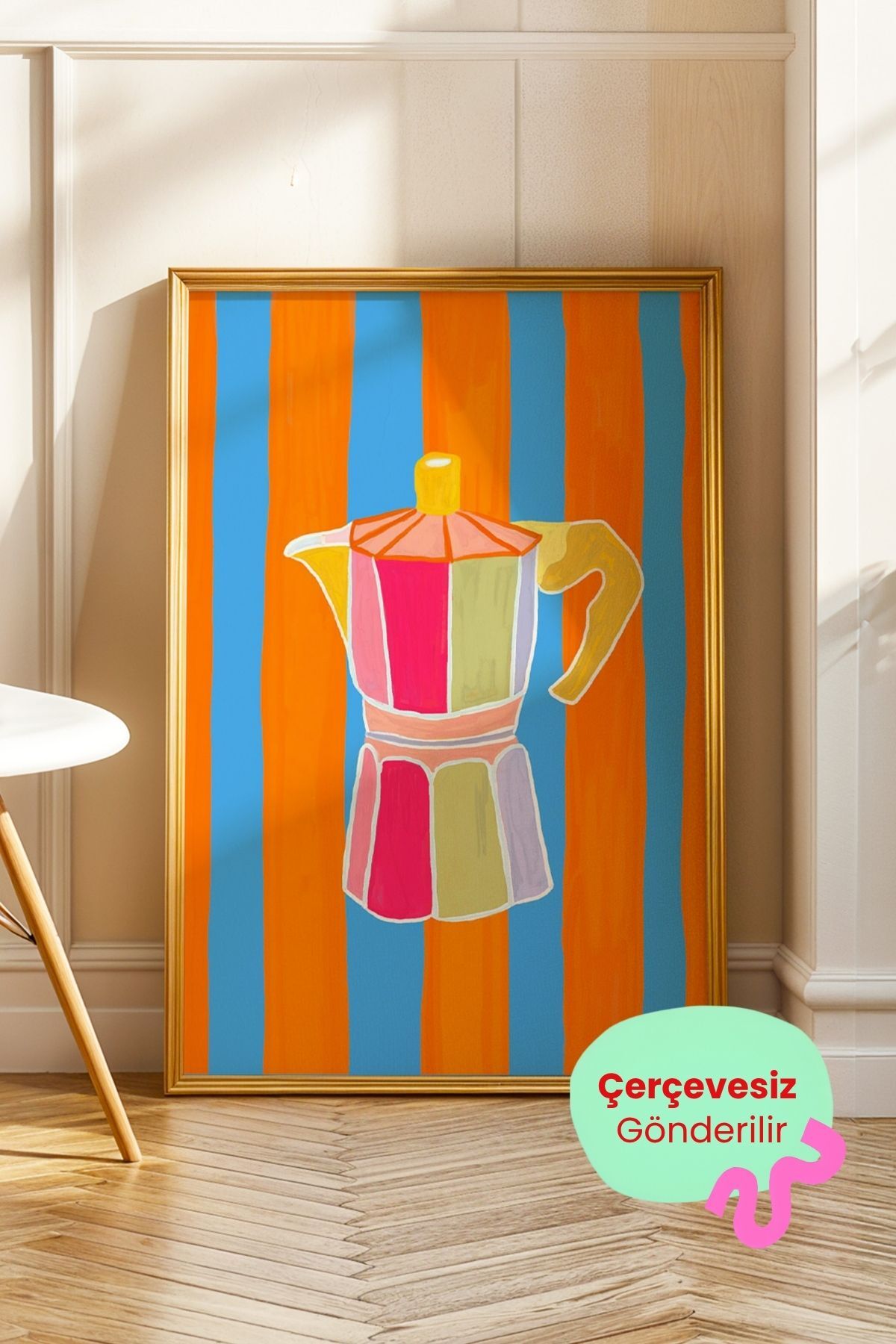 Moka Pot Kahve Tablosu Modern Mutfak Poster Duvar Dekoru Çerçevesiz