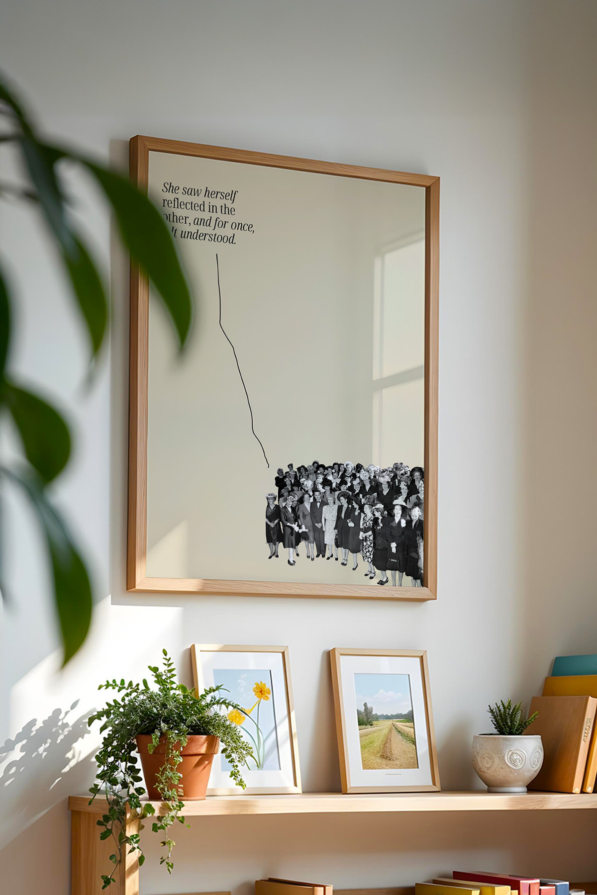 Kadın Temalı Yazılı Tablo Minimal Kolaj Poster Modern Duvar Dekoru Çerçevesiz