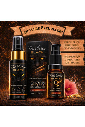 DR VİCTOR BLACK Erkek uzun deneyim sprey ve kadın Zevk arttırıcı jel 2 li set