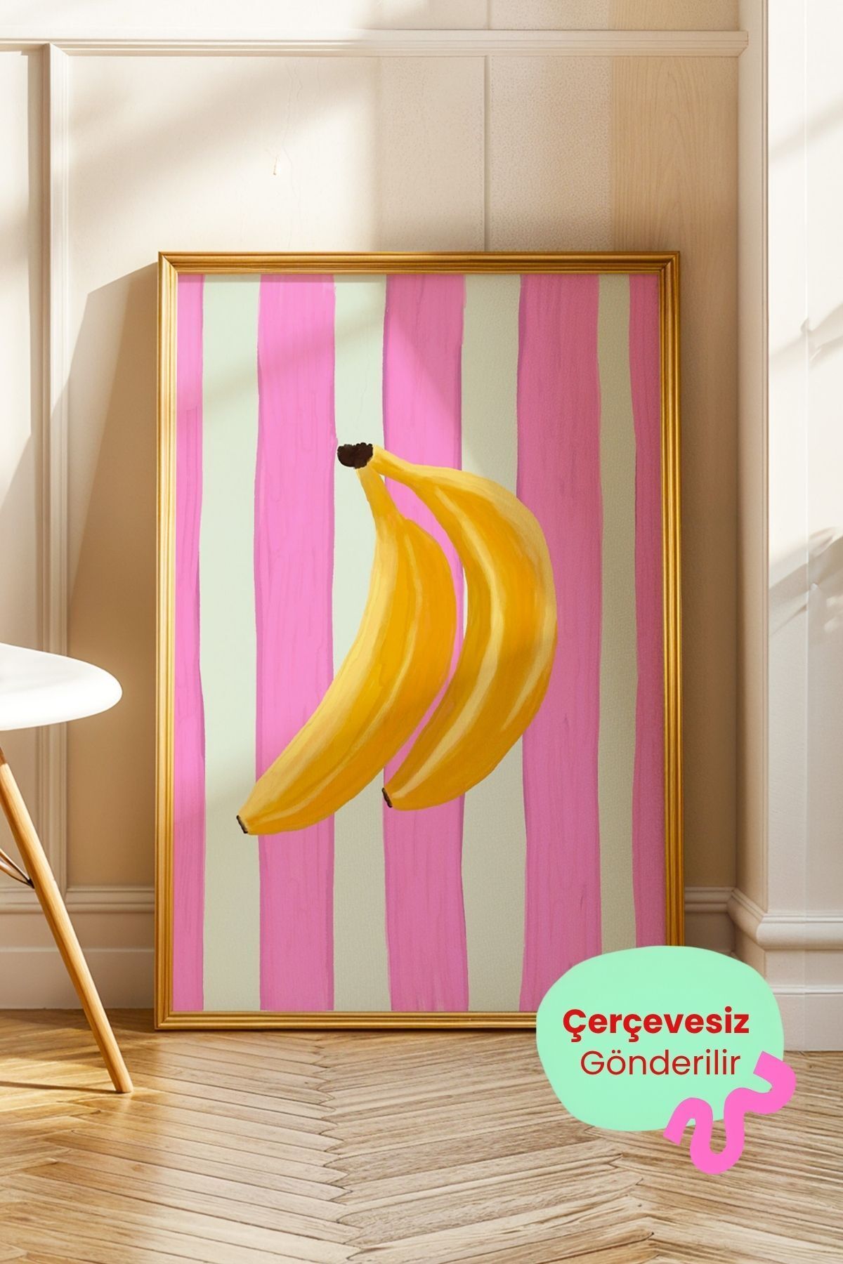 Muz Tablo Pop Art Meyve Poster Modern Duvar Dekoru Mutfak Tablosu Çerçevesiz