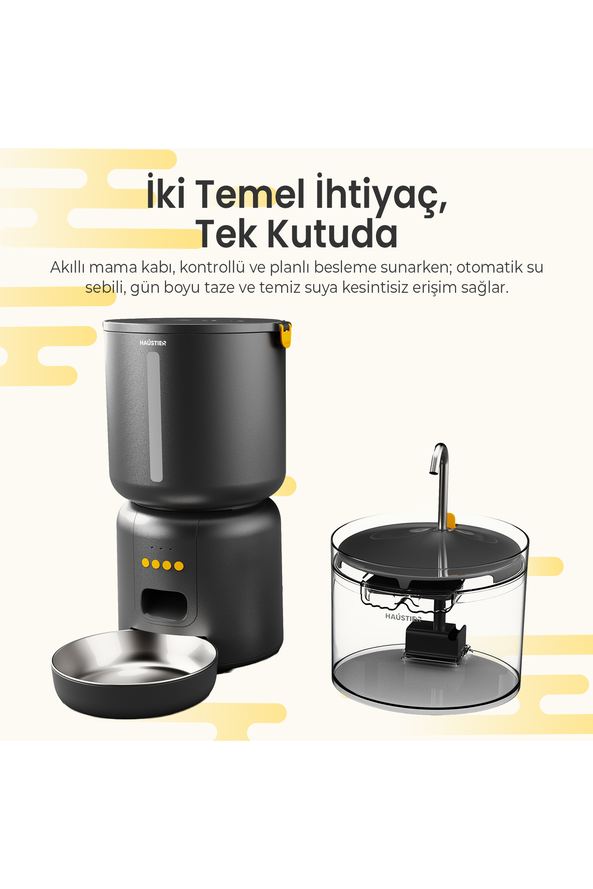 Haustier FW3 SİYAH Akıllı Mama Kabı, Kedi Su Pınarı Akıllı