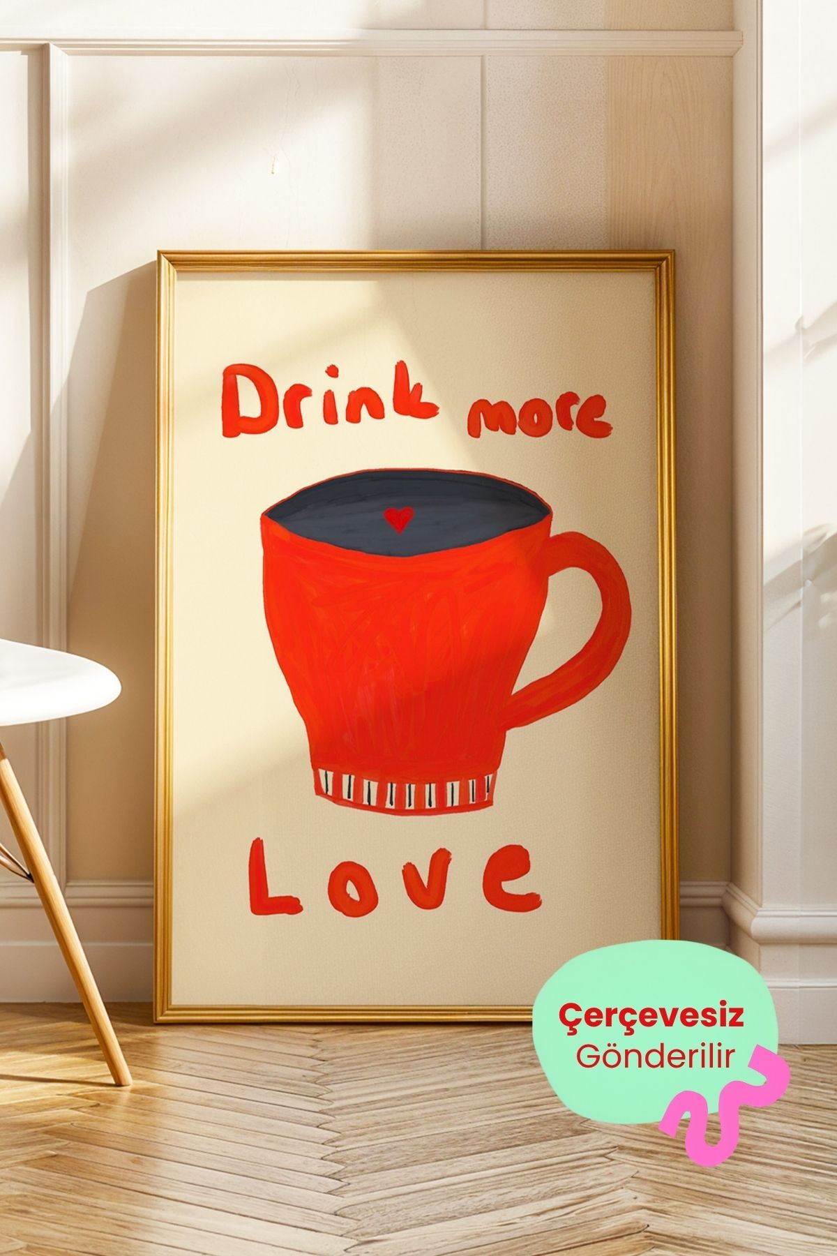 Kahve Kupası Yazılı Modern Poster Tablo Mutfak Duvar Dekoru Çerçevesiz