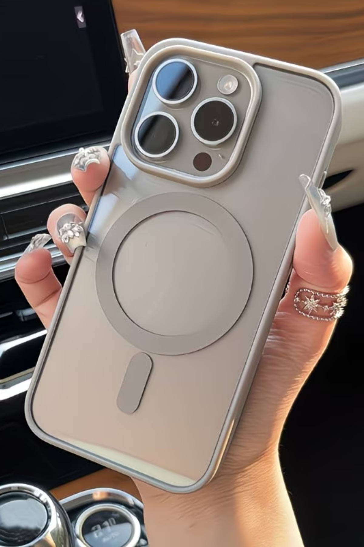 iPhone 14 Pro Max MagSafe Compatible Grey Transparent Phone Case Shock Absorbing Premium Case