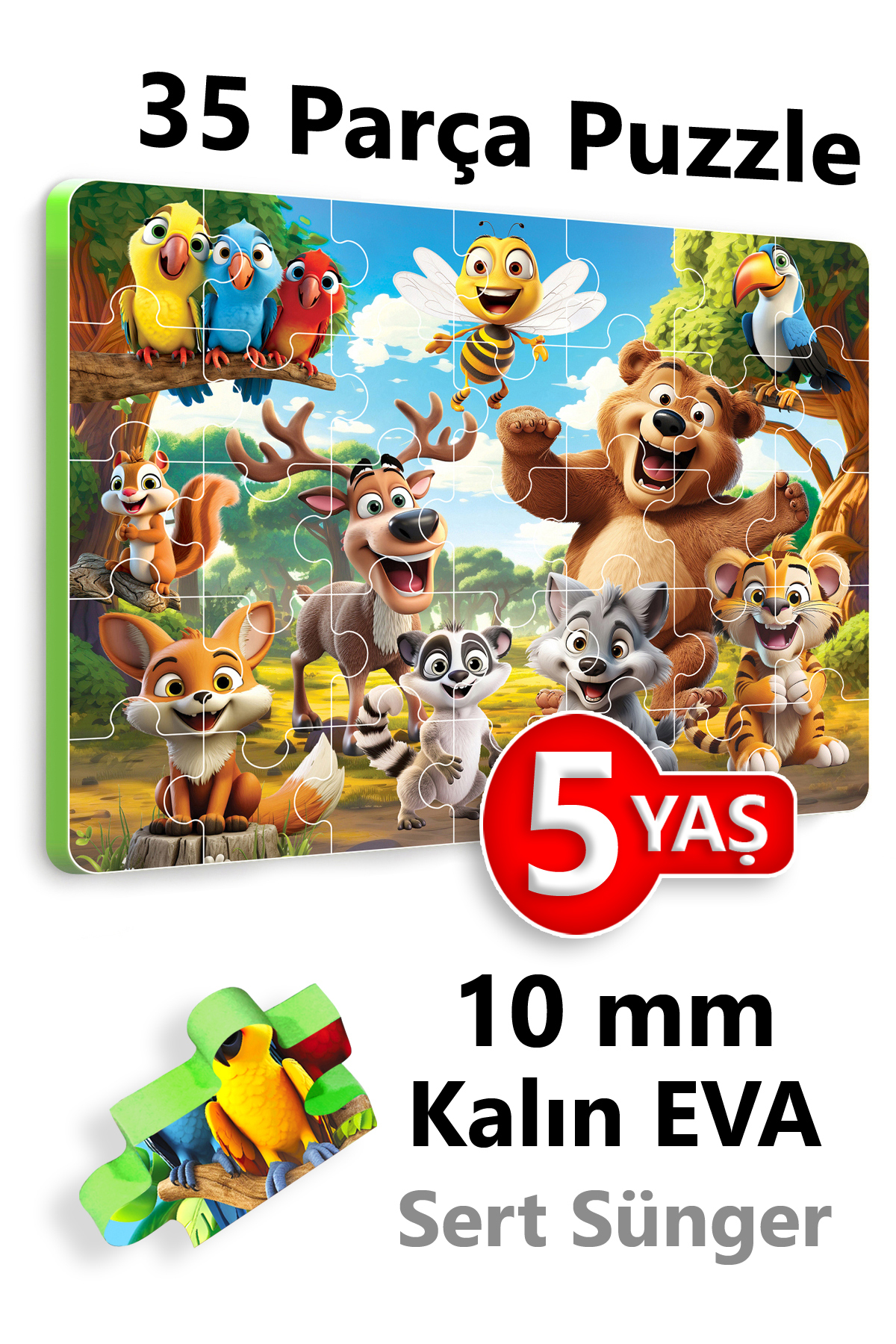 35 Pieces Thick Children Puzzle 4-5 Years Old Puzzle Forest Animals