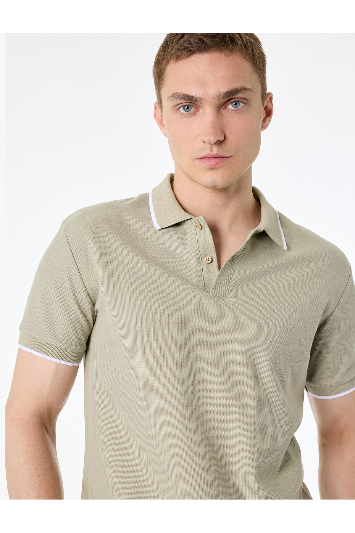 Koton Short Sleeve Cotton Pique Fabric Buttoned Polo Collar Slim Fit T-Shirt